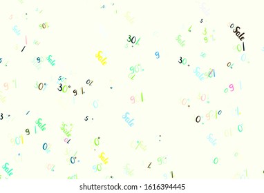 Light Multicolor vector template with 30, 50, 90% selling. Gradient illustration with discount signs on white backdrop. Backdrop for super sales on Black Friday.