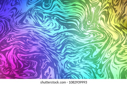 Light Multicolor vector template with bent lines. A completely new color illustration in marble style. Textured wave pattern for backgrounds.