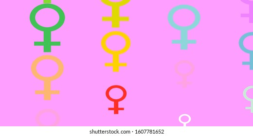 Light Multicolor vector template with businesswoman signs. Colorful feminism symbols with a gradient in modern style. Design for landing pages.