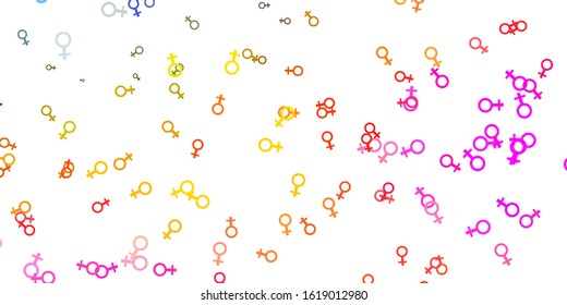 Light Multicolor vector template with businesswoman signs. Illustration with signs of women's strength and power. Simple design for your web site.