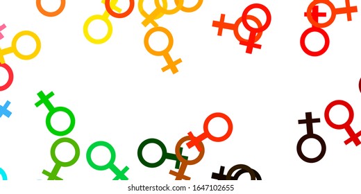 Light Multicolor vector template with businesswoman signs. Colorful illustration with gradient feminism shapes. Elegant design for wallpapers.