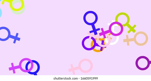 Light Multicolor vector template with businesswoman signs. Colorful illustration with gradient feminism shapes. Best design to show the power of women.