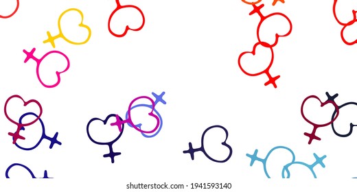 Light Multicolor vector template with businesswoman signs. Illustration with signs of women's strength and power. Simple design for your web site.