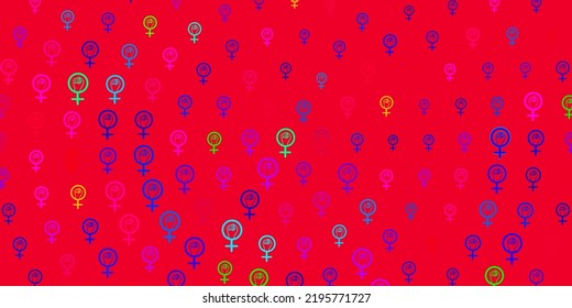 Light Multicolor vector template with businesswoman signs. Illustration with signs of women strength and power. Background for International Women Day.