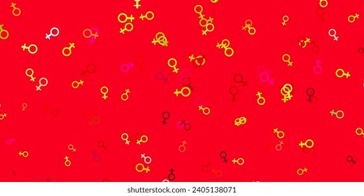 Light Multicolor vector template with businesswoman signs. Colorful illustration with gradient feminism shapes. Design for International Women’s Day.