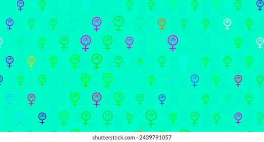 Light Multicolor vector template with businesswoman signs. Simple design in abstract style with women rights activism. Design for International Women Day.