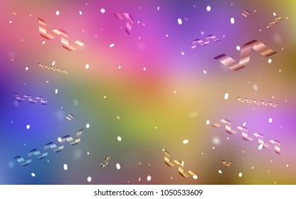Light Multicolor vector template with carnival confetti. Modern geometrical abstract illustration with carnival ribbons. The pattern can be used for birthday gifts, congratulations.