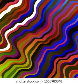 Light Multicolor vector template with curved lines. Brand new colorful illustration with bent lines. Pattern for business booklets, leaflets