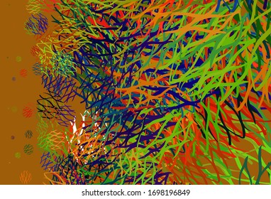 Light Multicolor vector template with curved lines. Colorful geometric sample with gradient lines.  Abstract design for your web site.