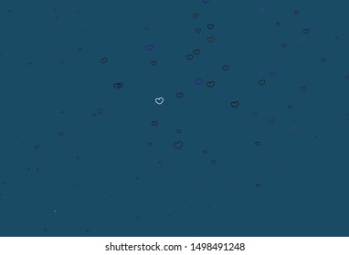 Light Multicolor vector template with doodle hearts. Hearts on blurred abstract background with colorful gradient. Template for Valentine's greeting postcards.