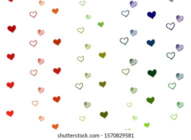 Light Multicolor vector template with doodle hearts. Beautiful colored illustration with hearts in celebration style. Template for Valentine's greeting postcards.