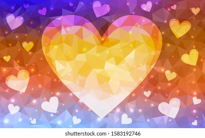 Light Multicolor vector  template with doodle hearts. Glitter abstract illustration with colorful hearts in romantic style. Pattern for carnival, festival romantic leaflets.