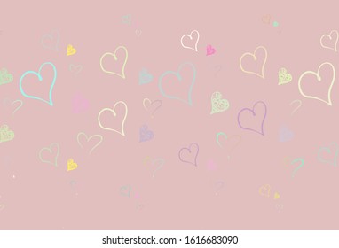 Light Multicolor vector template with doodle hearts. Smart illustration with gradient hearts in valentine style. Pattern for marriage gifts, congratulations.