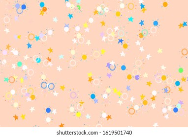 Light Multicolor vector template with doodle stars, suns. Shining illustration with stars, suns on abstract template. Best design for your ad, poster, banner.