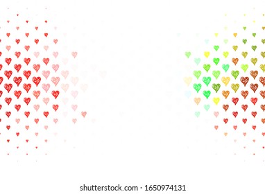 Light Multicolor vector template with doodle hearts. Decorative design with hearts in simple style . Design for a business advert of anniversary.