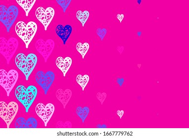 Light Multicolor vector template with doodle hearts. Beautiful abstract hearts on colorful gradient background. Design for a business advert of anniversary.