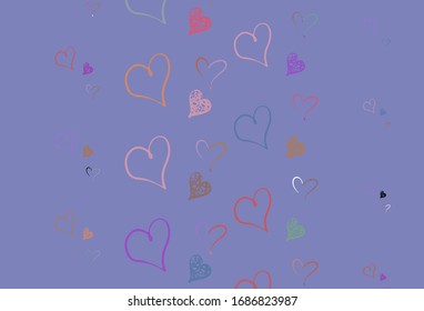 Light Multicolor vector template with doodle hearts. Beautiful abstract hearts on colorful gradient background. Pattern for valentine's ad, booklets.