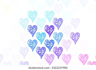 Light Multicolor vector template with doodle hearts. Beautiful abstract hearts on colorful gradient background. Pattern for carnival, festival romantic leaflets.