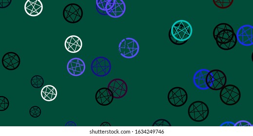 Light Multicolor vector template with esoteric signs. Retro design in abstract style with witchcraft forms. Design for magic, spiritual events.