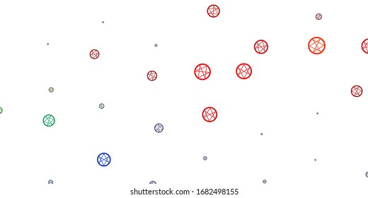 Light Multicolor vector template with esoteric signs. Abstract illustration with gothic gradient shapes. Background for esoteric, mystic designs.