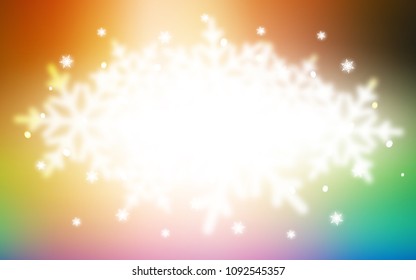Light Multicolor vector template with ice snowflakes. Shining colored illustration with snow in christmas style. The pattern can be used for new year leaflets.