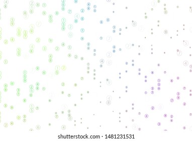 Light Multicolor vector template with isolated numerals. Shining colorful illustration with isolated Digit signs. Template for landing page of typography.