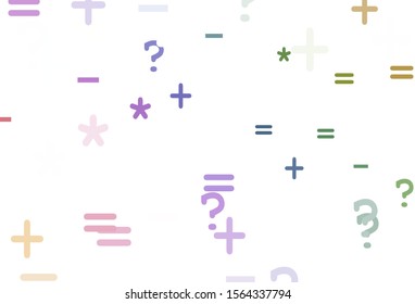 Light Multicolor vector template with math simbols. Modern geometrical illustration with numerals. Template for landing page of typography.