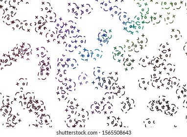Light Multicolor vector template with math simbols. Shining colorful illustration with isolated Digit signs. Smart design for university advert.