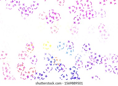 Light Multicolor vector template with math simbols. Shining colorful illustration with isolated Digit signs. Template for landing page of typography.