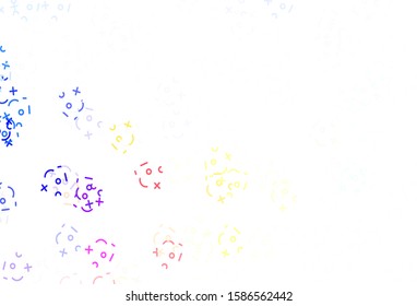 Light Multicolor vector template with math simbols. Blurred design in simple style with collection of numerals. Pattern for ad, booklets, leaflets of education.