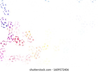 Light Multicolor vector template with math simbols. Abstract illustration with colored algebra signs. Pattern for posters, banners of math books.