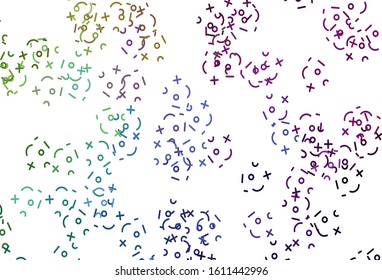 Light Multicolor vector template with math simbols. Abstract illustration with colored algebra signs. Best design a poster, banner of a math college.