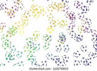 Light Multicolor vector template with math simbols. Illustration with Numeral symbols on abstract template. Pattern for school, grammar websites.