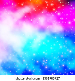 Light Multicolor vector template with neon stars. Shining colorful illustration with small and big stars. Pattern for new year ad, booklets.
