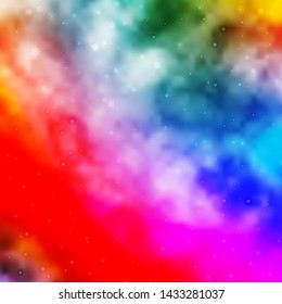 Light Multicolor vector template with neon stars. Shining colorful illustration with small and big stars. Pattern for new year ad, booklets.