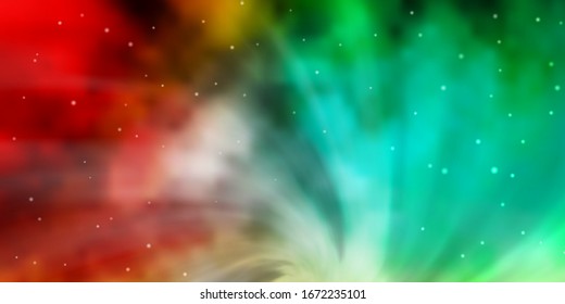 Light Multicolor vector template with neon stars. Decorative illustration with stars on abstract template. 