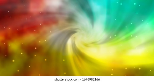 Light Multicolor vector template with neon stars. Decorative illustration with stars on abstract template. Best design for your ad, poster, banner.