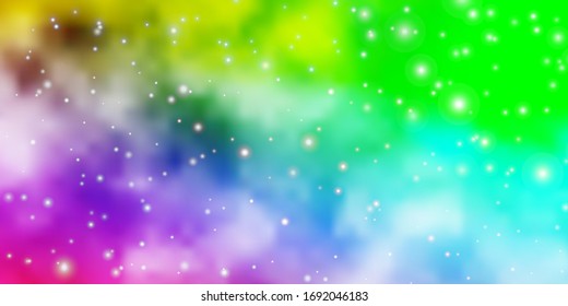 Light Multicolor vector template with neon stars. Decorative illustration with stars on abstract template. Pattern for websites, landing pages.