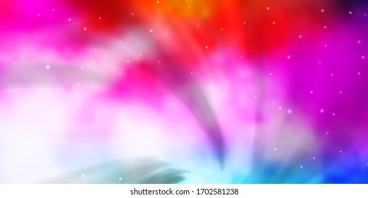 Light Multicolor vector template with neon stars. Shining colorful illustration with small and big stars. Theme for cell phones.