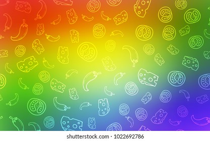 Light Multicolor vector template with organic meal. Glitter abstract sketch with gourmet food. Template for meal cooking in kitchen.