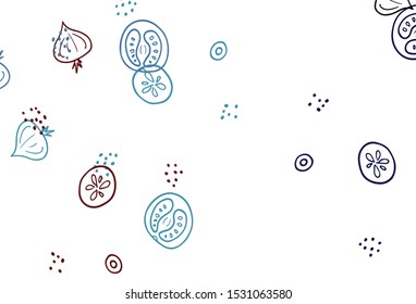 Light Multicolor vector template with organic meal. Glitter abstract sketch with gourmet food. Doodle design for your business advert of cafes.