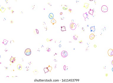 Light Multicolor vector template with organic meal. Colorful decorative design of snacks in doodle style. Doodle design for your business advert of cafes.