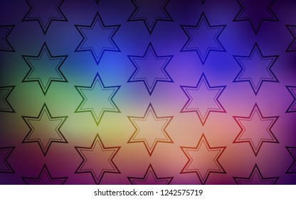 Light Multicolor vector template with sky stars. Modern geometrical abstract illustration with stars. Template for sell phone backgrounds.