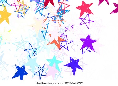 Light Multicolor vector template with sky stars. Blurred decorative design in simple style with stars. Pattern for astrology websites.