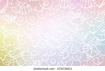 Light Multicolor vector template with sweet snacks. Decorative shining illustration with sweets on abstract template. Pattern for ad, booklets, leaflets of restaurants.
