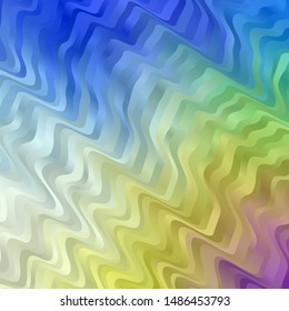Light Multicolor vector template with wry lines. Colorful illustration in circular style with lines. Pattern for busines booklets, leaflets
