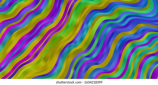 Light Multicolor vector template with wry lines. Brand new colorful illustration with bent lines. Pattern for ads, commercials.