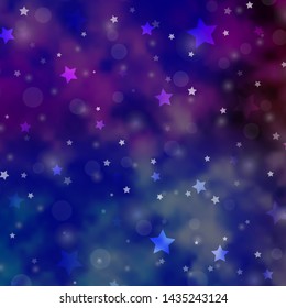 Light Multicolor vector texture with circles, stars. Abstract illustration with colorful spots, stars. Pattern for design of fabric, wallpapers.