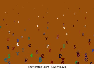 Light Multicolor vector texture with colored currency signs. Abstract illustration with colored financial digital symbols. Template for ads of currency markets, bank loans.