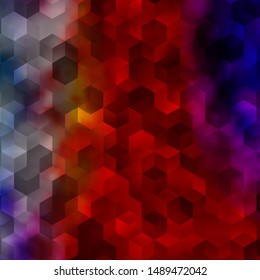 Light Multicolor vector texture with colorful hexagons. Illustration of colored hexagons on blur surface. Pattern for ads, leaflets.